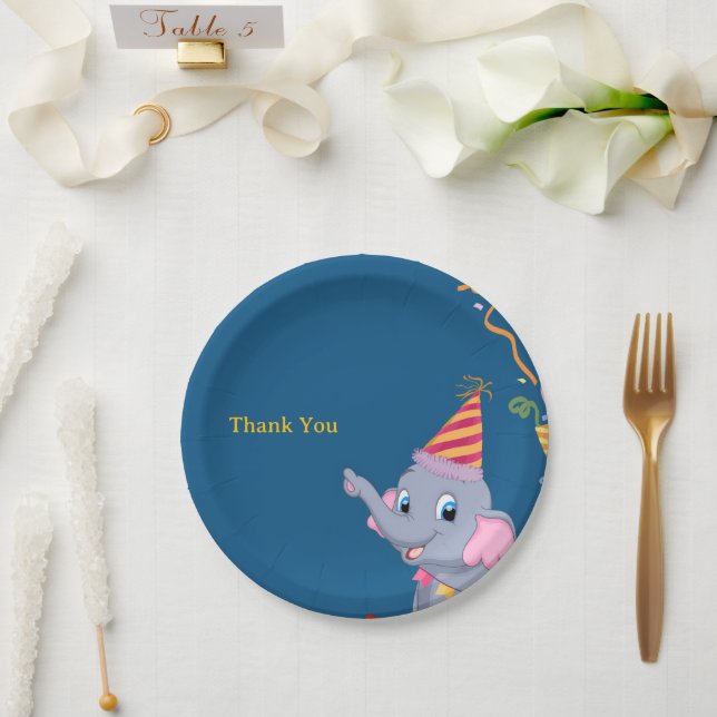 Süßer Elefant Geburtstag Pappteller (Hochzeit)