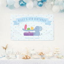 Süßer Elefant hält Geschenke Geburtstagsbanner