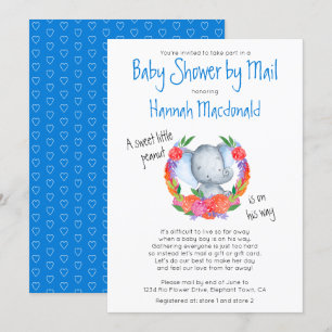 Süßer Elefant in Girlande Junge Baby Shower per Po Einladung
