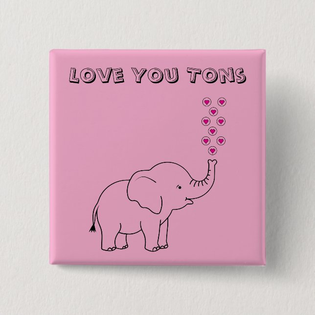 Süßer Elefant Liebt Dich Tonnenweise Rosa Button (Vorderseite)