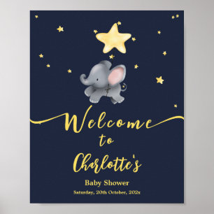 Süßer Elefant & Luftballon-Baby-Shower-Empfang Poster