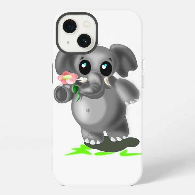 Süßer Elefant mit Blumen iPhone-Hülle iPhone Hülle (Rückseite)