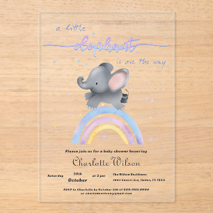 Süßer Elefant mit farbenfrohem Regenbogen-Baby-Sho Acryleinladungen