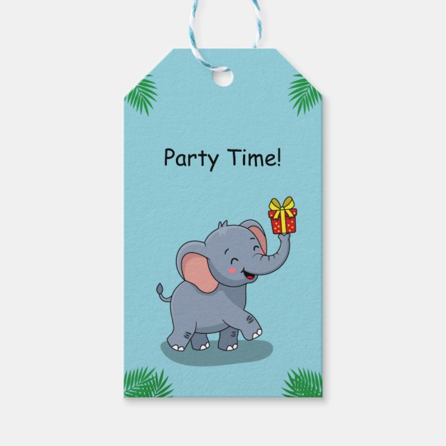 Süßer Elefant mit Geschenk Geschenkanhänger (Vorderseite)