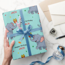 Süßer Elefant mit Geschenk