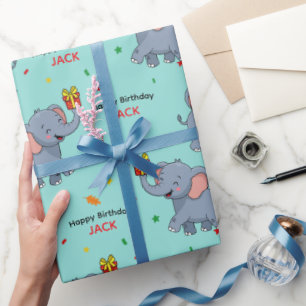 Süßer Elefant mit Geschenk Geschenkpapier
