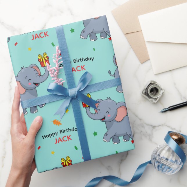 Süßer Elefant mit Geschenk Geschenkpapier (Schenken)