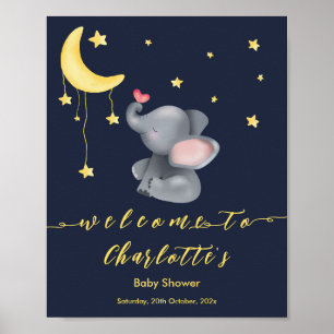 Süßer Elefant mit kleinem Schmetterling Baby Showe Poster