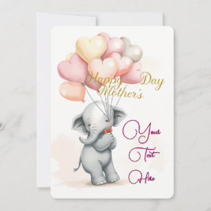 Süßer Elefant mit Luftballons und personalisiertem Feiertagskarte