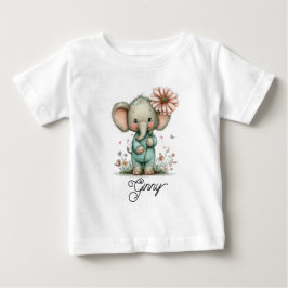 Süßer Elefant mit Wildblume Baby T-shirt