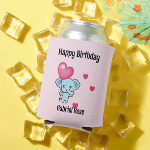 Süßer Elefant rosa Geburtstag Dosenkühler