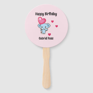 Süßer Elefant rosa Geburtstag Fächer