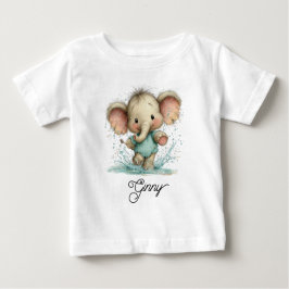 Süßer Elefant spielt in Pfütze Baby T-shirt