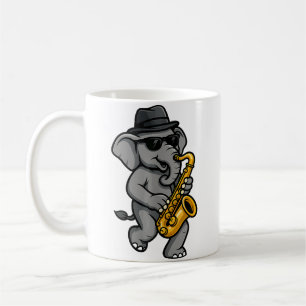 Süßer Elefant spielt Saxophon Elefanten Musiker Kaffeetasse