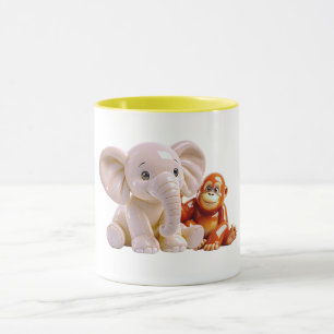 Süßer Elefant und Baby Orang-Utan beste Freunde  Tasse