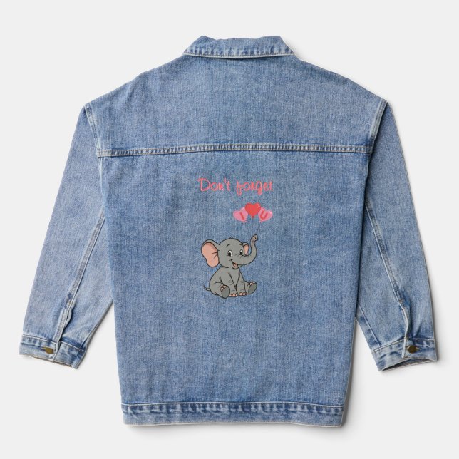 Süßer Elefant Valentinstag Jeansjacke (Rückseite)