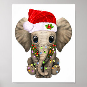 Süßer Elefant Weihnachtslicht Lustiger Elefant Lie Poster