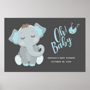 Süßer Elefantenjunge Baby Shower Poster