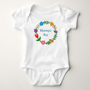 Süßer eleganter Mommy's Boy Love Blumenrahmen Blum Baby Strampler