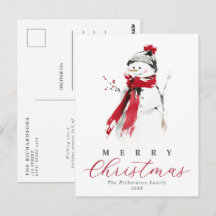 Süßer eleganter Wasserfarben-Schneemann Weihnachte