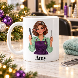 Süßer Elf Friseur Friseurin Weihnachtsbecher Kaffeetasse