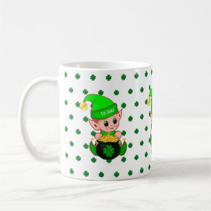 Süßer Elf, Goldmünzen & Glücksklee Kaffeetasse