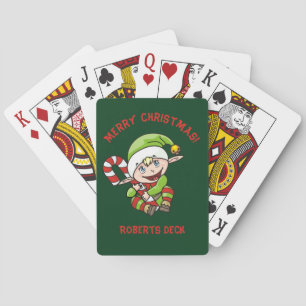 Süßer Elf mit Lebkuchenstab-Weihnachts-Spielkarten Spielkarten