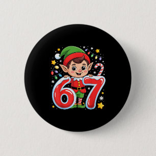Süßer Elf Sechs Sieben 6 7 Meme Lustiges Weihnacht Button