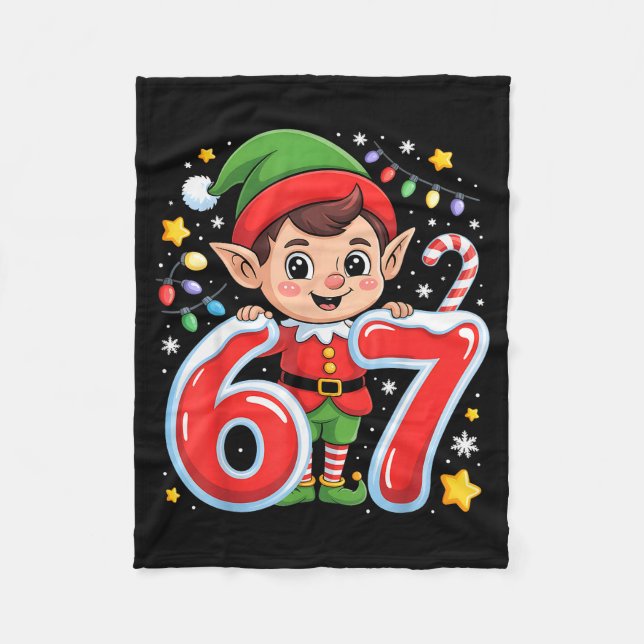 Süßer Elf Sechs Sieben 6 7 Meme Lustiges Weihnacht Fleecedecke (Vorderseite)