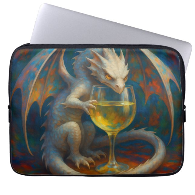 Süßer Elfenbeing-Drache & Weißwein-Fantasy-Kunst Laptopschutzhülle (Vorderseite)