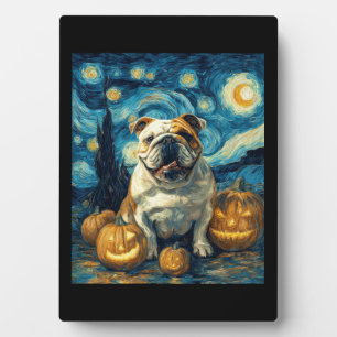 Süßer Englischer Bulldogge Hund Halloween Jack O L Fotoplatte