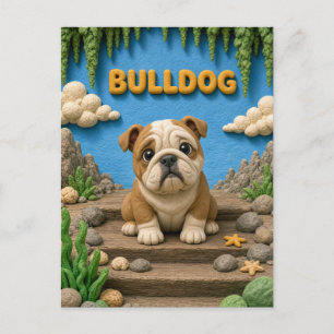 Süßer englischer Bulldoggen-Welpe, Babyhund Postkarte