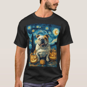 Süßer English Bulldog Hund Halloween Jack O Lanter T-Shirt