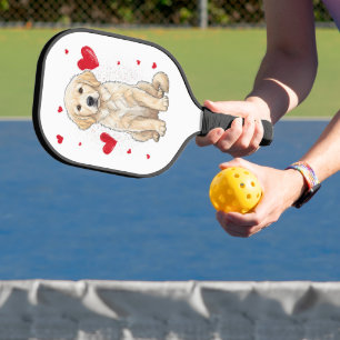 Süßer English Cream Golden Retriever Hund Pickleball Schläger