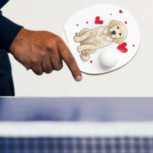 Süßer English Cream Golden Retriever Hund Tischtennis Schläger