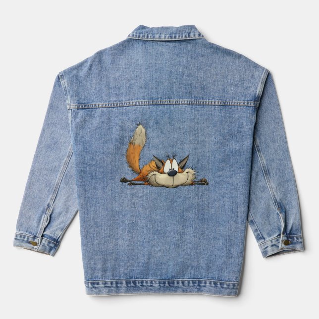 Süßer entspannter Fuchs Cartoon Jeansjacke (Rückseite)