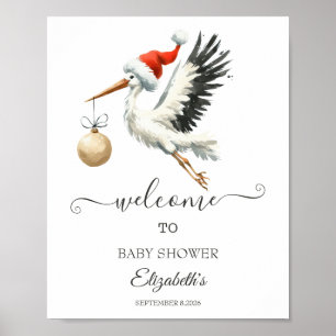 Süßer entzückender Feiertags-Storch Poster