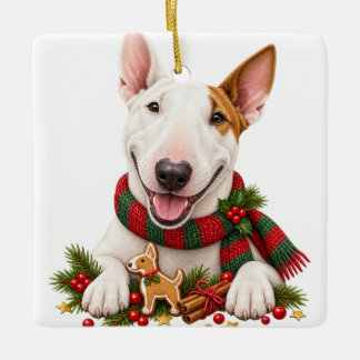 SÜßer entzückender Weihnachts-bunter Bullterrier-H Keramikornament
