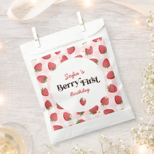 Süßer Erdbeeren-Erster Geburtstag Geschenktütchen