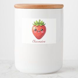 Süßer Erdbeeren-Kawaii-Monogramm Lebensmitteletikett