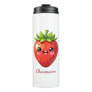 Süßer Erdbeeren Kawaii Monogramm Thermosbecher