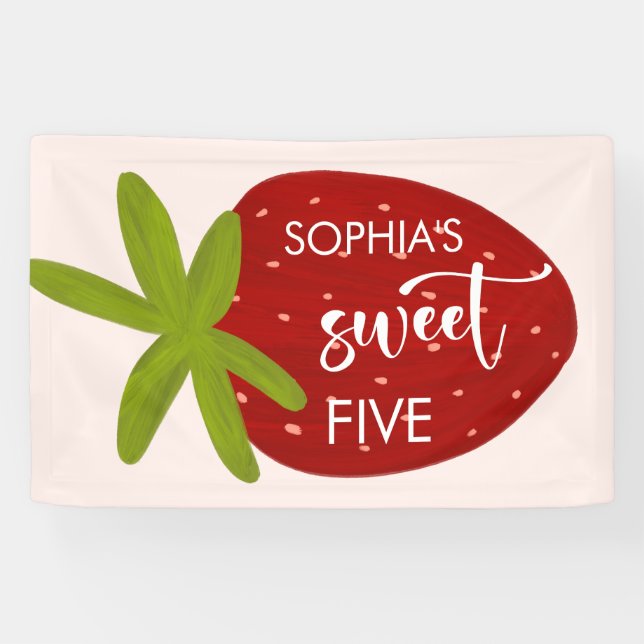Süßer Erdbeeren-Kindergeburtstag Banner (Horizontal)