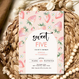 Süßer Erdbeeren-Kindergeburtstag Einladung