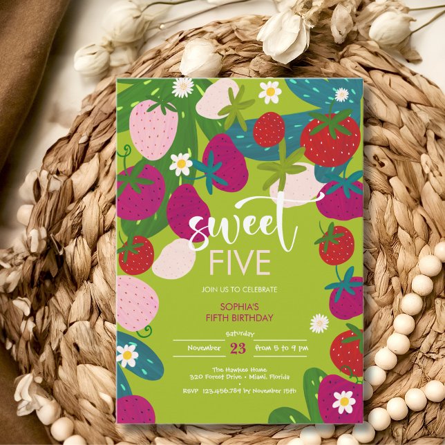 Süßer Erdbeeren-Kindergeburtstag Einladung (Von Creator hochgeladen)