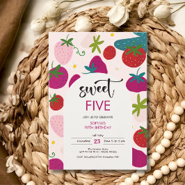 Süßer Erdbeeren-Kindergeburtstag Einladung