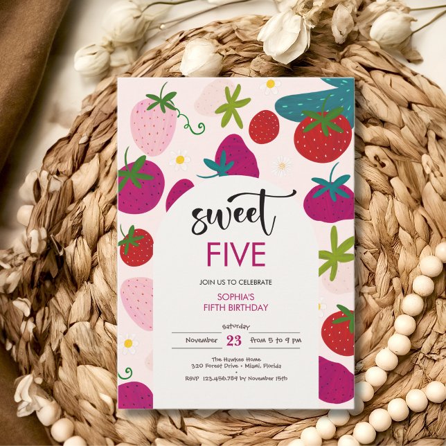 Süßer Erdbeeren-Kindergeburtstag Einladung (Von Creator hochgeladen)