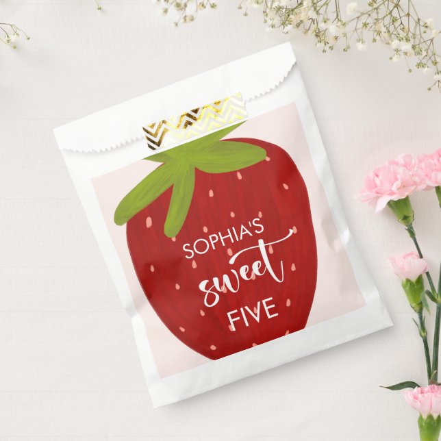 Süßer Erdbeeren-Kindergeburtstag Geschenktütchen (Versiegelt)