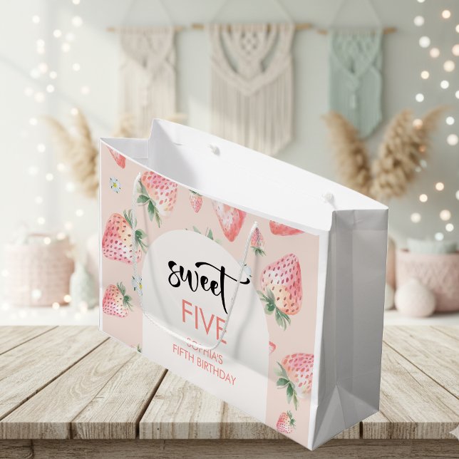 Süßer Erdbeeren-Kindergeburtstag Große Geschenktüte (Von Creator hochgeladen)