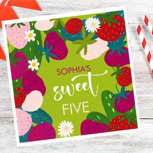 Süßer Erdbeeren-Kindergeburtstag Serviette
