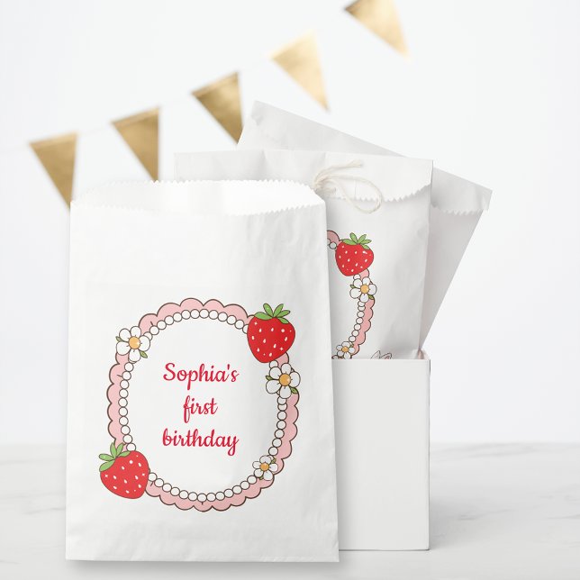 Süßer Erdbeeren-Rahmen Geburtstag Geschenktütchen (Von Creator hochgeladen)